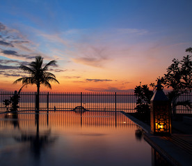 Sunset and infinity pool