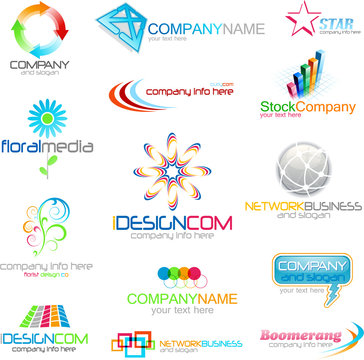 Set of different abstract symbols for design and logo