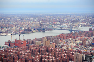 Brooklyn skyline Arial view from New York City Manhattan