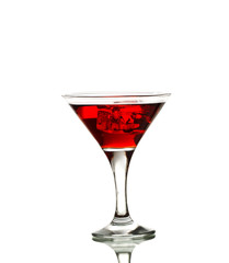 Red martini cocktail with ice cubes