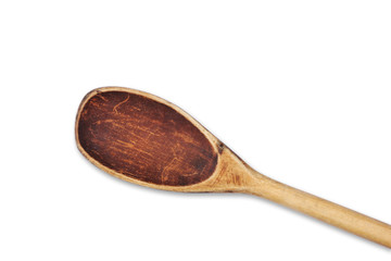 Old wooden spoon, isolated