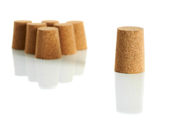 Business group concept, with set of wine corks