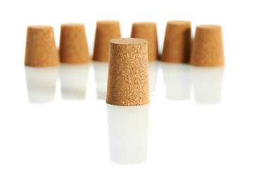 Business group concept, with set of wine corks