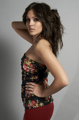 Fototapeta premium Young beautiful woman studio fashion shot