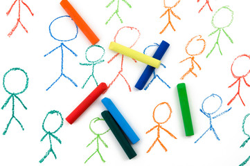 Bunte Strichmännchen