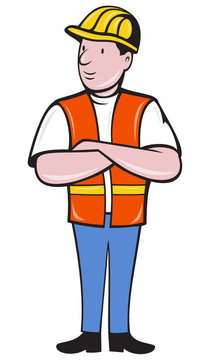 construction worker with arms folded