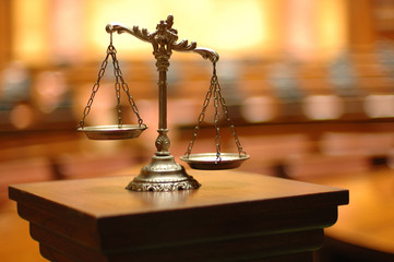 Decorative Scales of Justice in the Courtroom