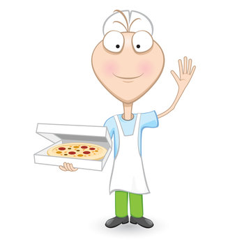 Boy Chef Showing A Delicious Pizza