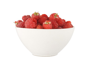 full bowl with ripe raspberry
