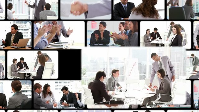 Montage of business people exchanging