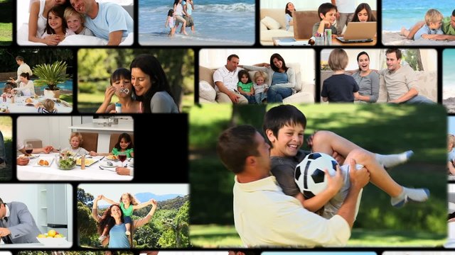 Montage of families having a good time