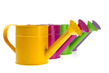 Colorful watering cans