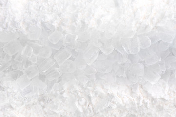 abstract ice cube and snow background