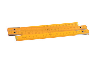 Wooden centimeter ruler, isolated on white background