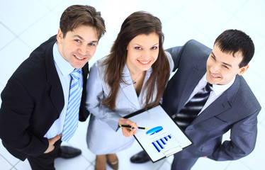 Top view of a group of business people standing together