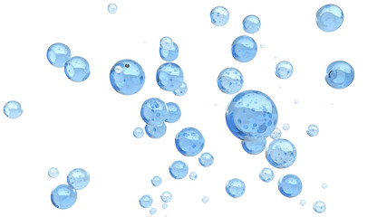 3D rendering of blue water bubbles