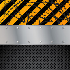 Metal plate on dirty grunge vector background