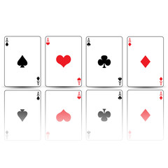 Poker card spades diamonds hearts clubs ace reflected
