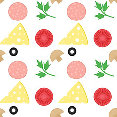 seamless background with pizza ingredients