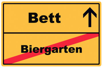 Obraz premium Schild Bett Biergarten