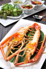 Spicy grilled prawns