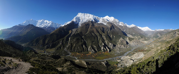 Great valley in Hymalaya, Annapurna area, Nepal