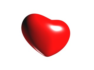 shiny red heart isolated on a white background