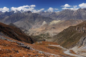 Deurstickers View from Thorung La pass (5416m), Annapurna, Nepal © Pavel Svoboda