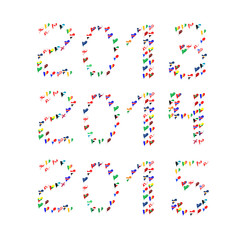 Year 2013 2014 2015 made from world flag heart