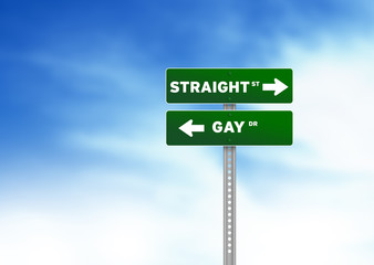Straight and Gay Road Sign