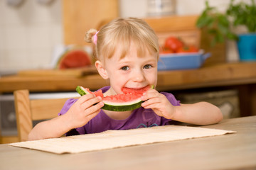 little girl with water melon © mbt_studio