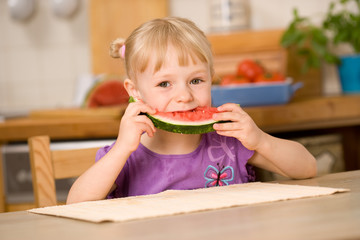 little girl with water melon © mbt_studio