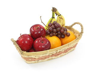 Wicker basket with mixed fruit