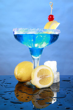 Blue Curacao On Blue With Lime And Salt Rim