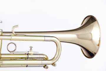 Fototapeta na wymiar Gold trumpet cornet isolated on White