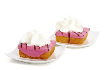 Two raspberry cakes