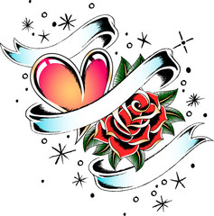 fancy heart and rose design