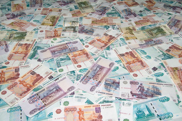 Russian Ruble. Background of Russian money.