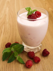 Raspberry milk cocktail