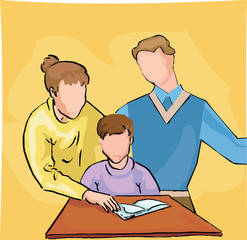 Parents teaching their child