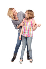 Happy mother and daughter