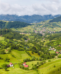 Alpine landscape with houses in Tyrol