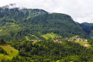 Alpine landscape with houses in Tyrol