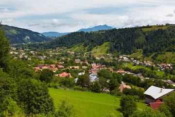 Alpine landscape with houses in Tyrol