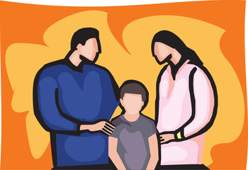 Front View of family standing together