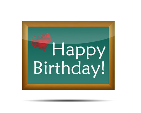 Pizarra con texto Happy Birthday!