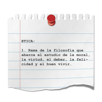 Recorte de papel texto ETICA