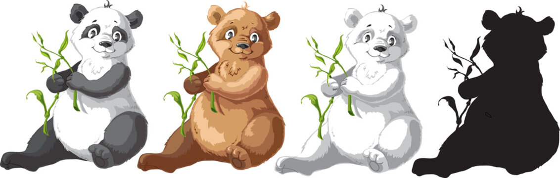 Set of four cartoon bears.