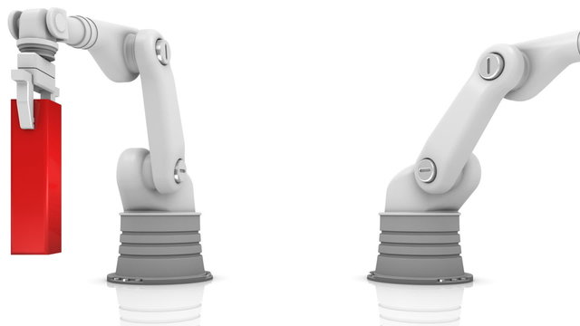 Industrial robotic arms building WIKI word