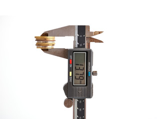 calipers and coin